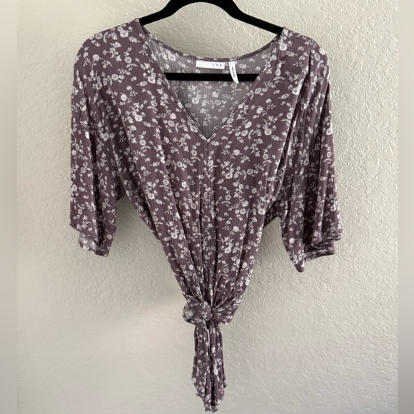Floral V-Neck Tie-Front Top - Picture 1 of 5